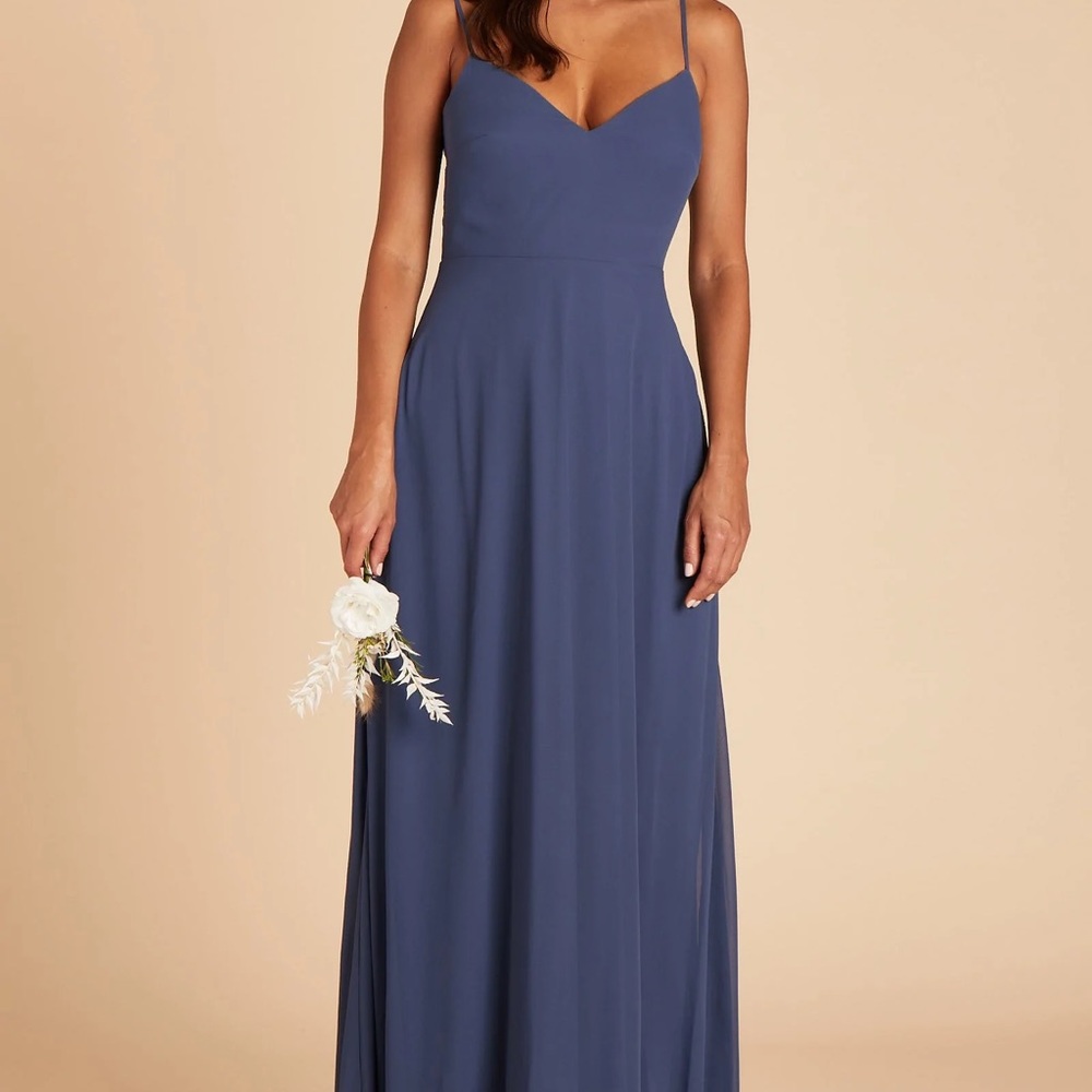 Birdy Grey Slate Blue Devin Convertible Bridesmaid Dress Size S